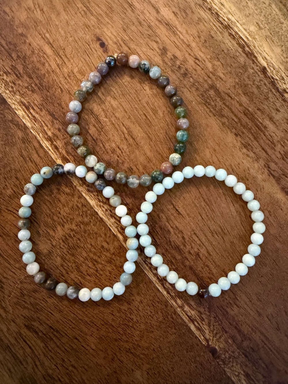 Multi-Strand Amazonite and Mixed Stone Beaded Bracelets - Natural Tones - Picture 3 of 4